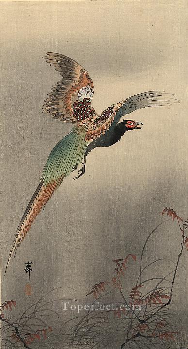pheasant in flight Ohara Koson Shin hanga Oil Paintings